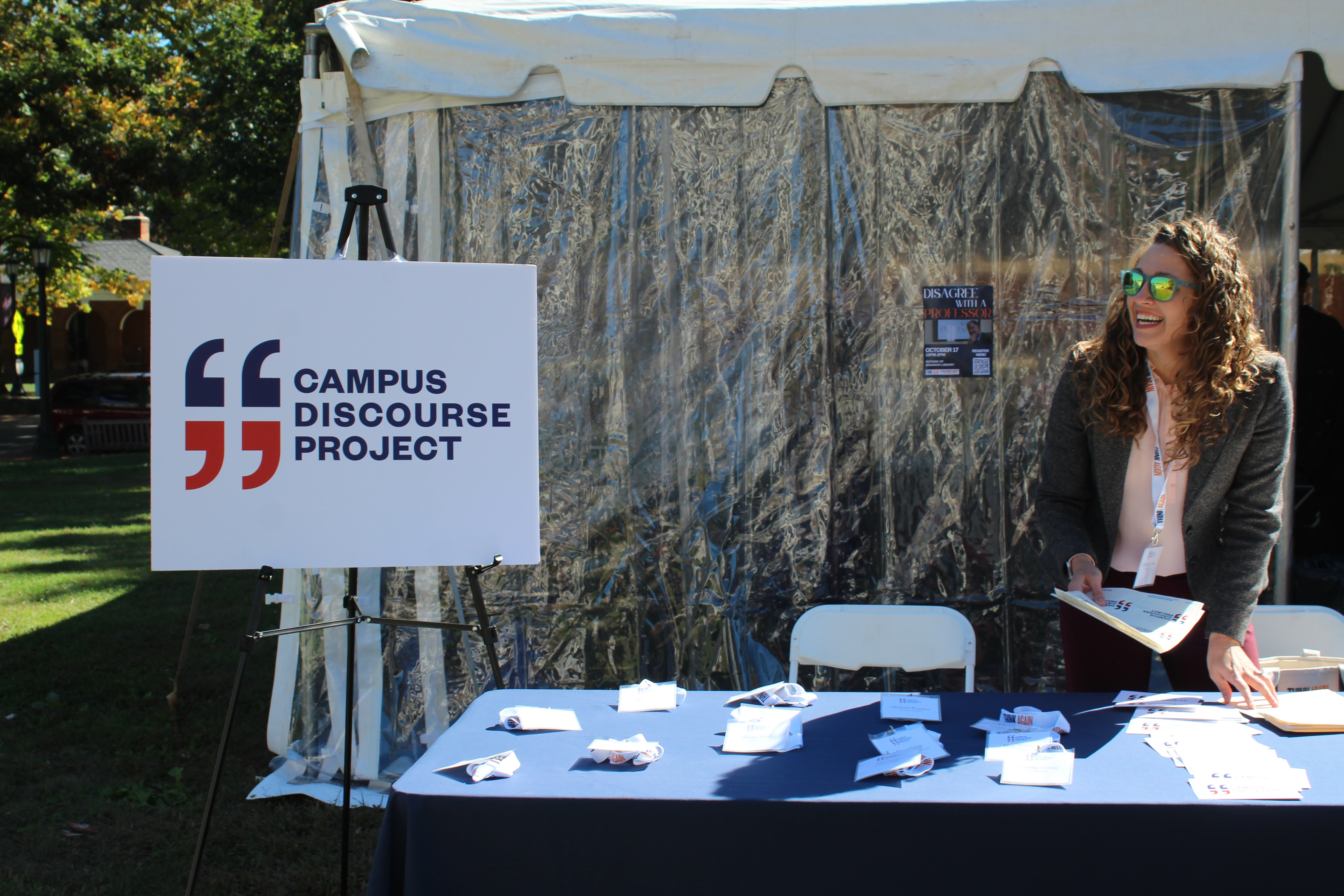 Campus Discourse Project outdoor information booth